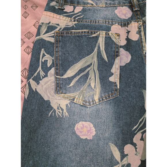 Women's Manfinity Floral Print Denim Jeans  Size M - Picture 6 of 9
